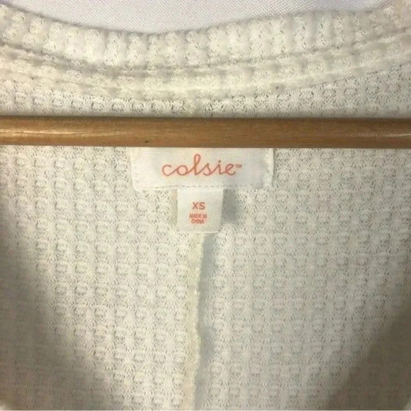 Colsie White Pink & Purple Stripe Thermal Knit Long Sleeve Button Down XS - Picture 5 of 6